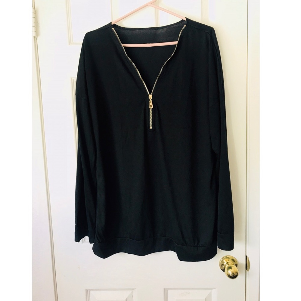 Black Zip up blouse